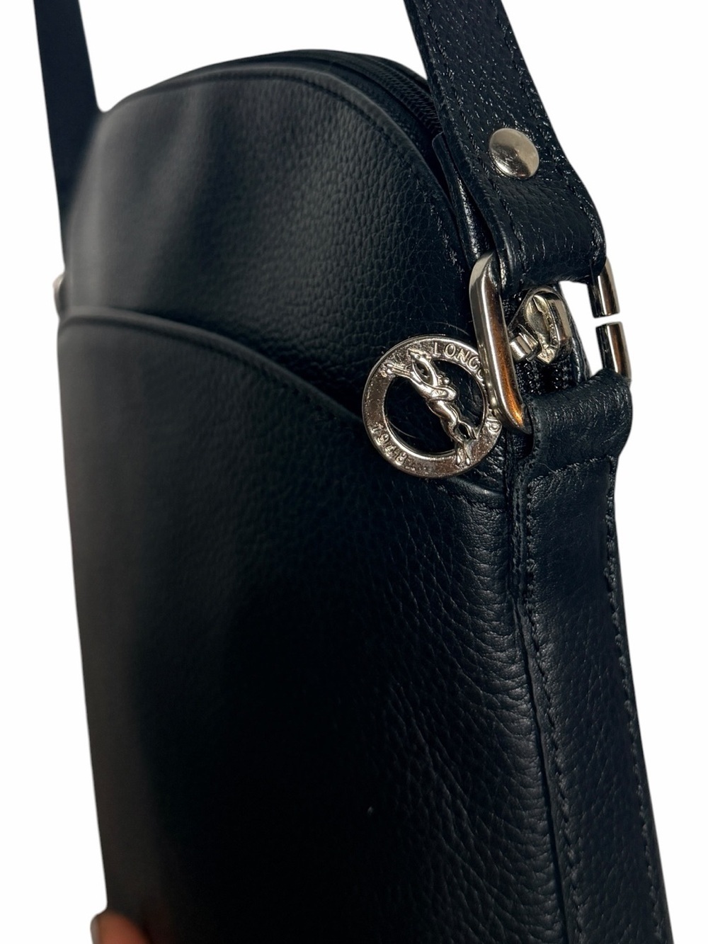 Vintage Longchamp Le Foulonné Pebbled Leather Crossbody Bag Made in France - Picture 5 of 10
